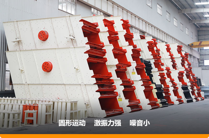 圓振動篩，篩孔尺寸為5-80mm，處理能力32-276t/h